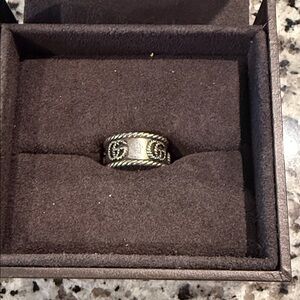 Gucci Silver Ring with Black Accents